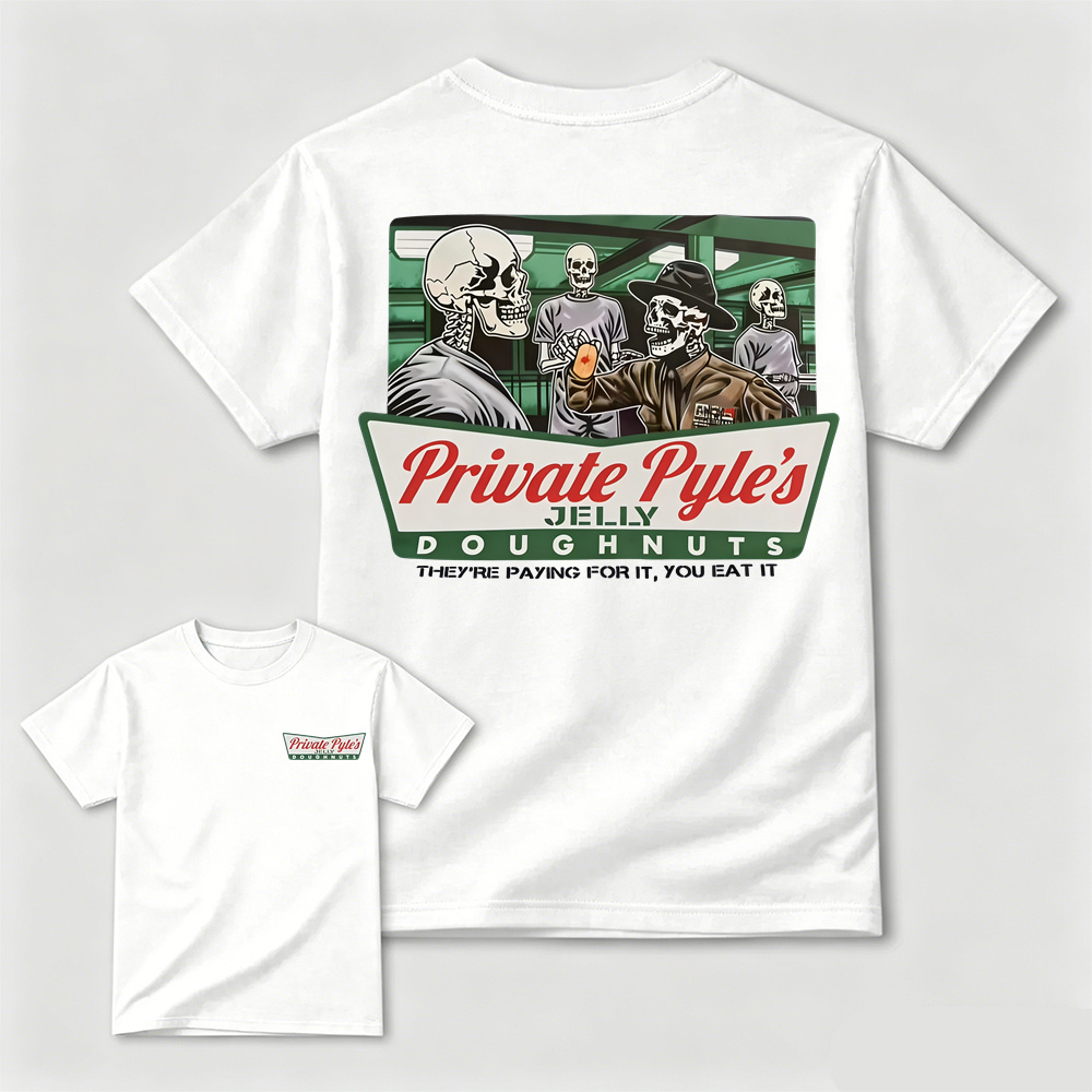 Vintage Skeleton Donut Graphic T-Shirt – Dark Humor Streetwear Tee