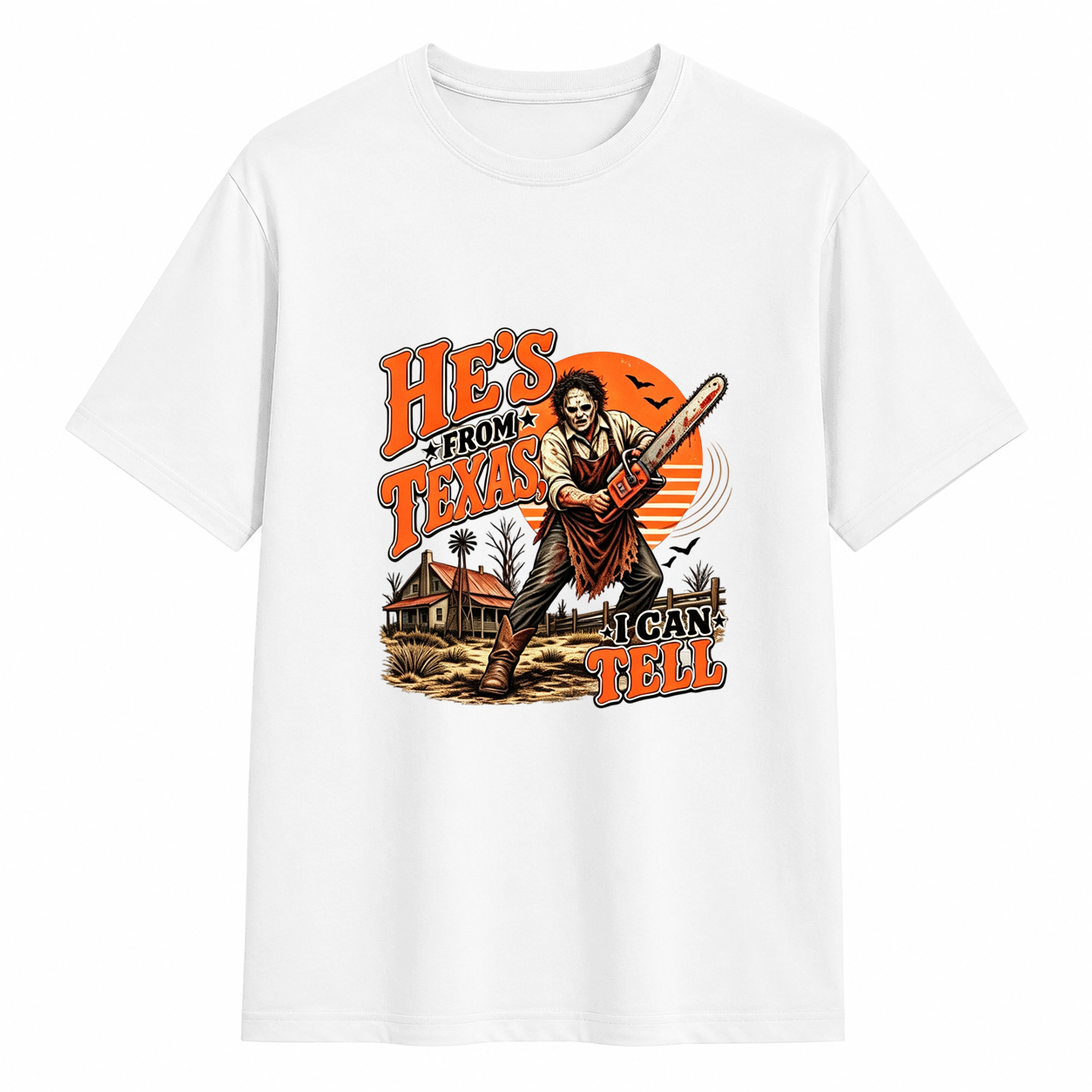 He’s From Texas Graphic T-Shirt – Vintage Western Halloween Tee