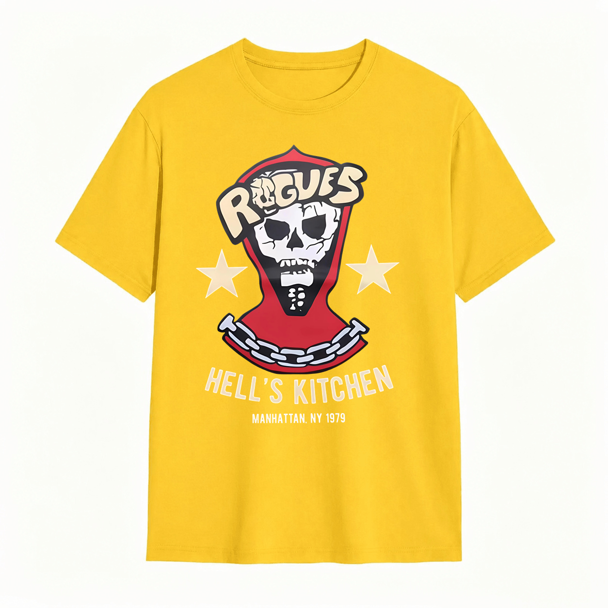 Rogues Hell's Kitchen 1979 Skull Graphic T‑Shirt, Manhattan NY Vintage Retro Tee