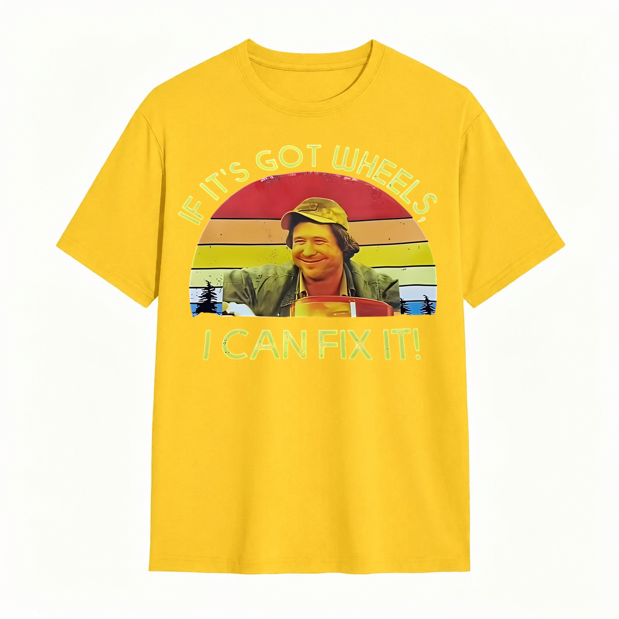 If It's Got Wheels I Can Fix It Funny Mechanic Vintage Sunset Graphic T‑Shirt