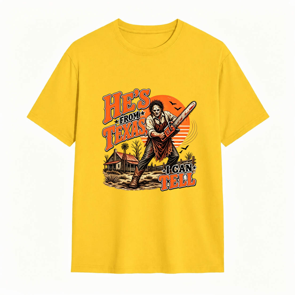 He’s From Texas Graphic T-Shirt – Vintage Western Halloween Tee