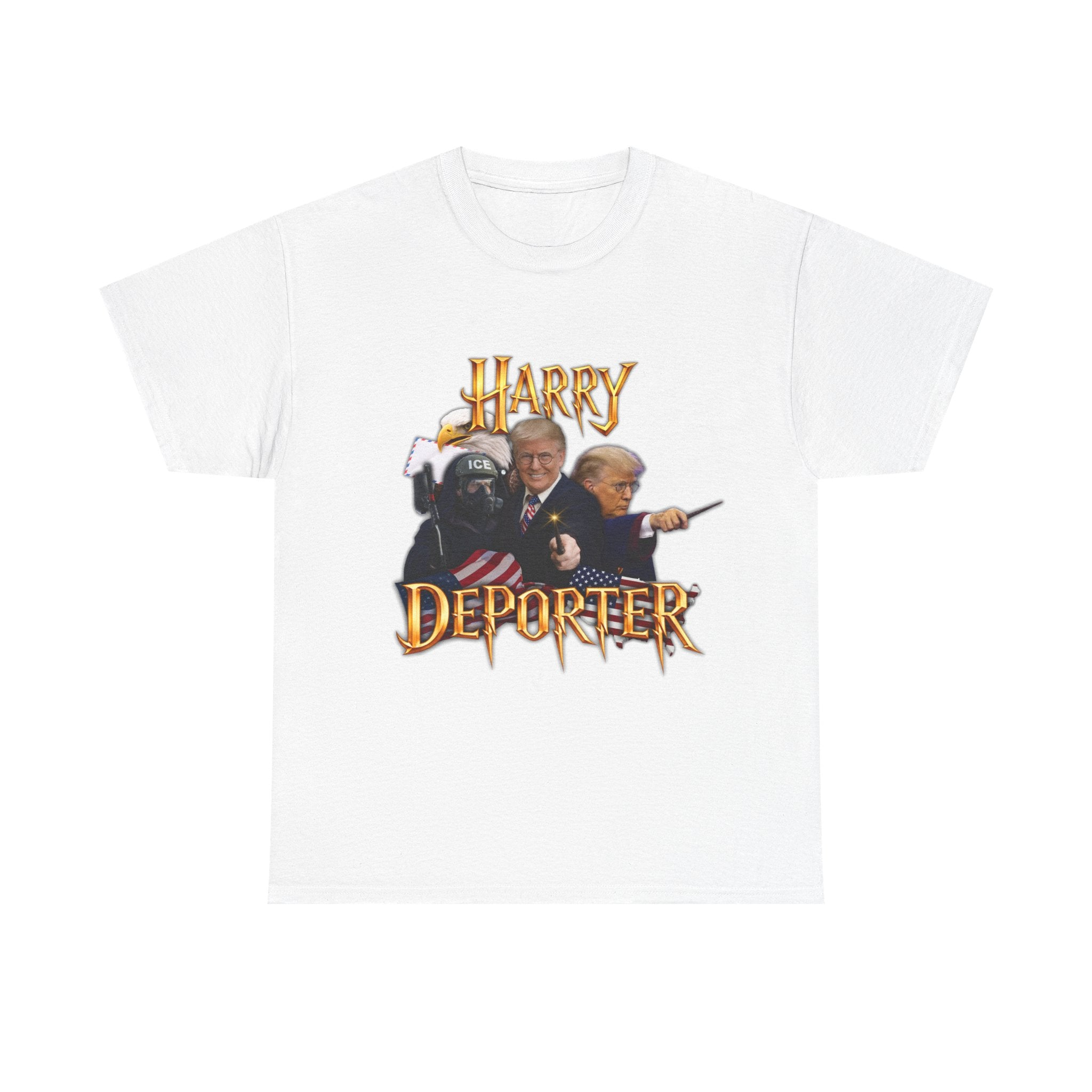 Harry Deporter Trump ICE Agent Graphic T-Shirt Funny Political Wizard Meme Tee