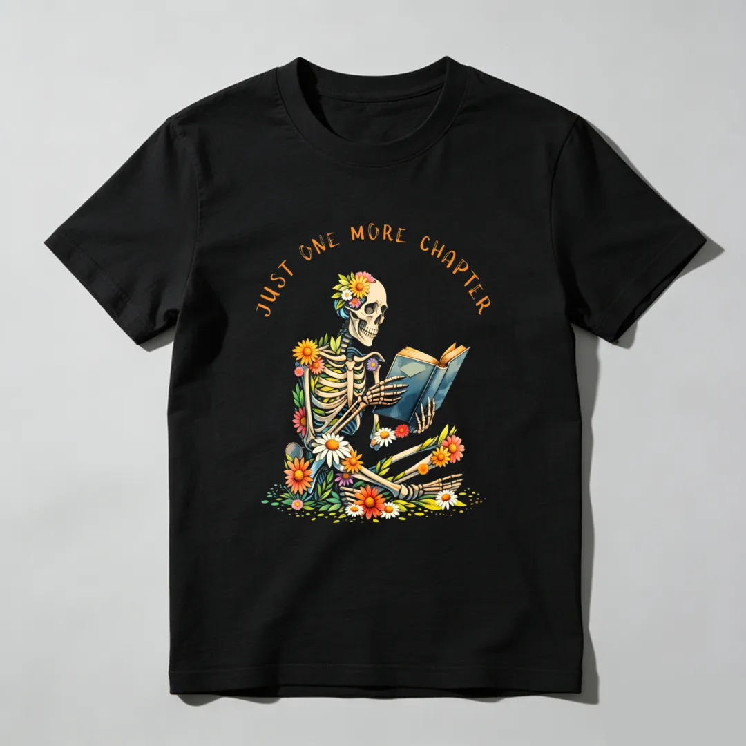 Skeleton Reading Book With Flowers Unisex Classic T-shirt