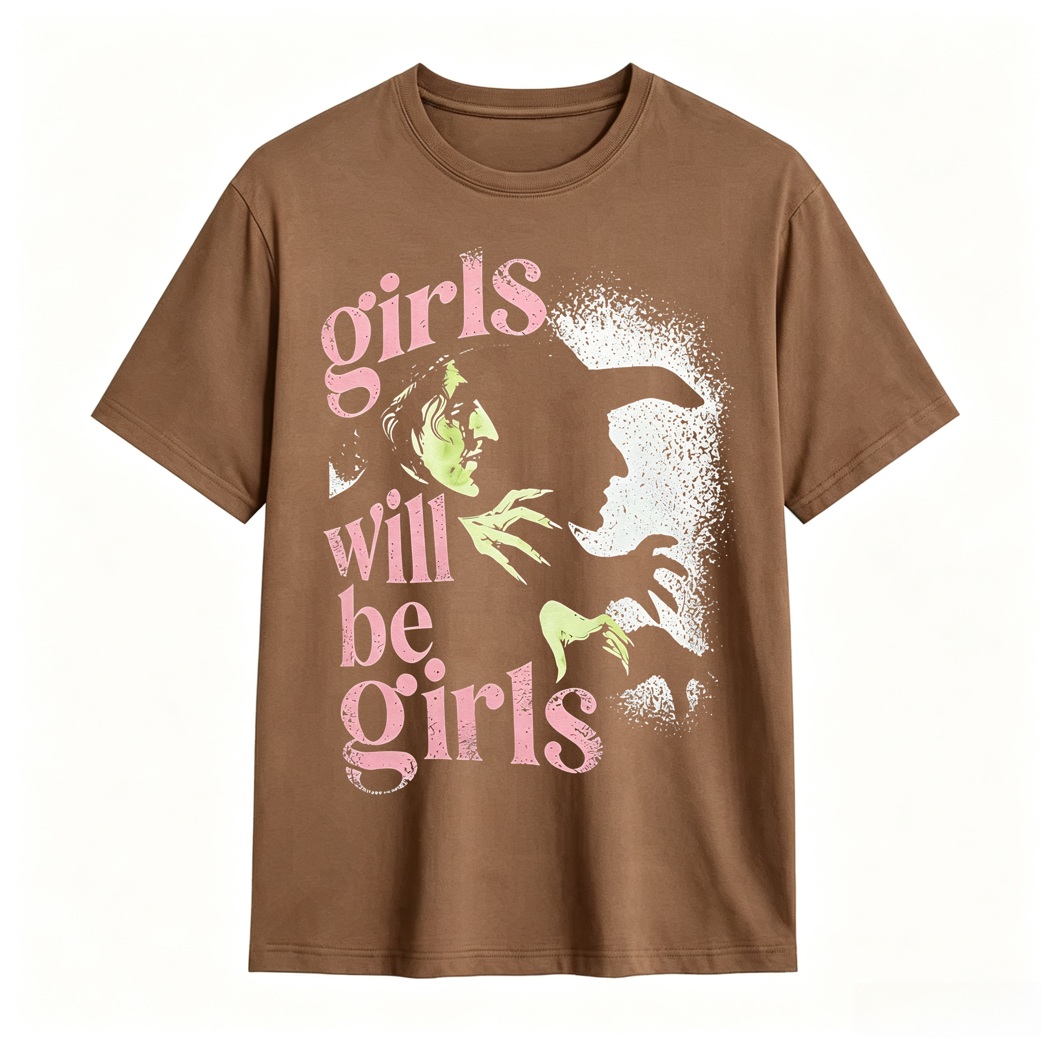 Retro Wicked Elphaba Witch Graphic Tee Girls Will Be Girls Slogan Soft Casual Short Sleeve Top