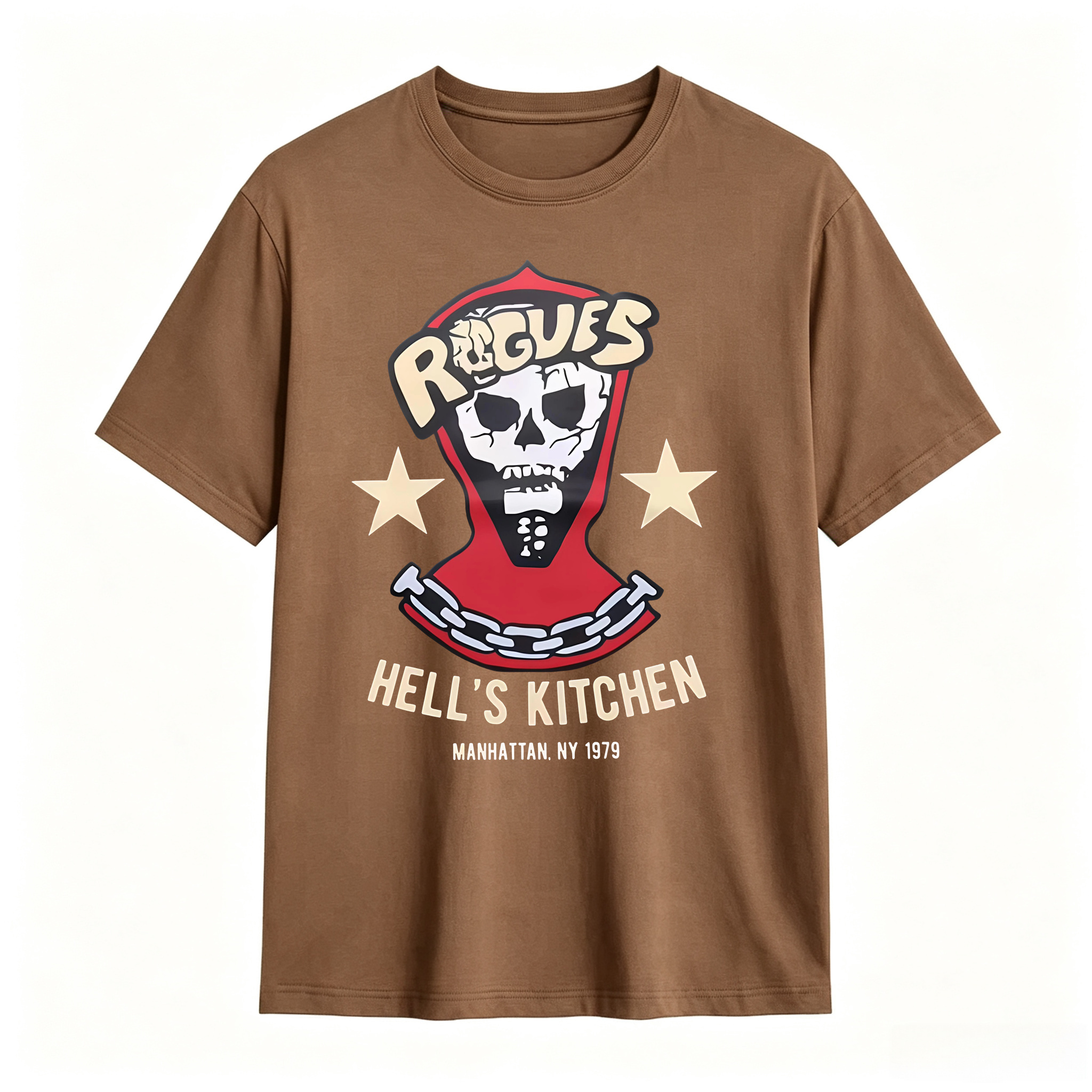 Rogues Hell's Kitchen 1979 Skull Graphic T‑Shirt, Manhattan NY Vintage Retro Tee