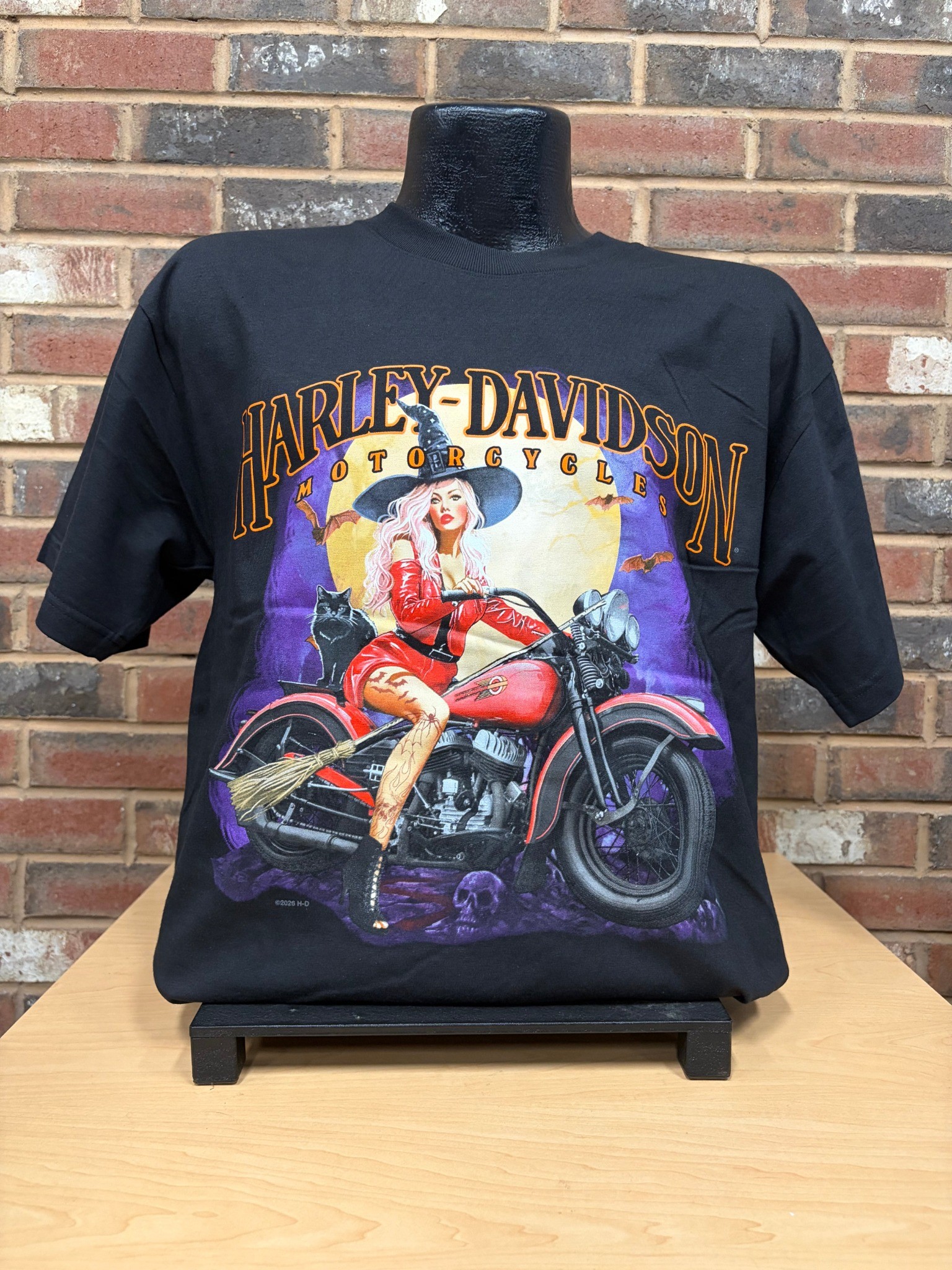 Harley-Davidson Witch Biker Graphic T-Shirt – Halloween Retro Motorcycle Tee