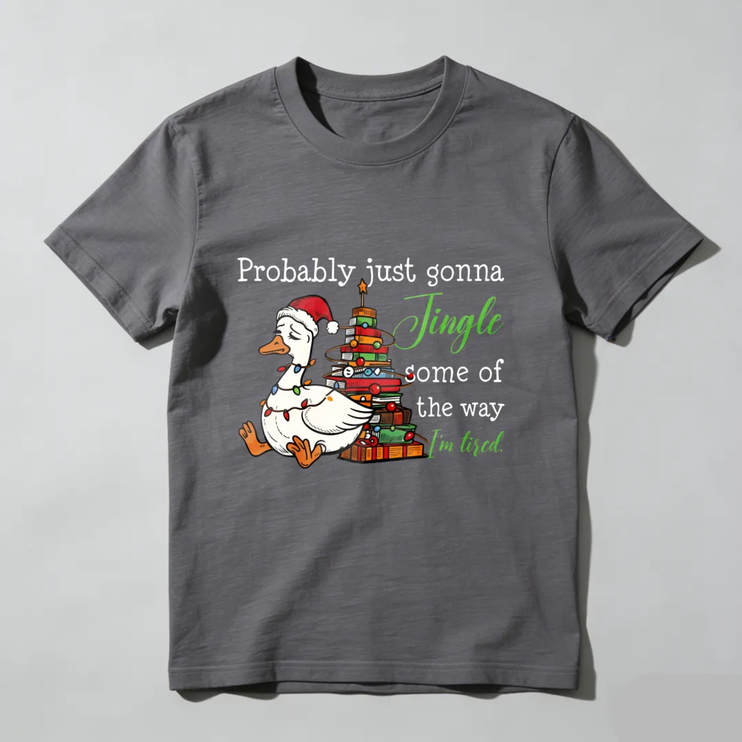 Duck Wearing Santa Hat Near Christmas Tree Unisex Classic T-shirt