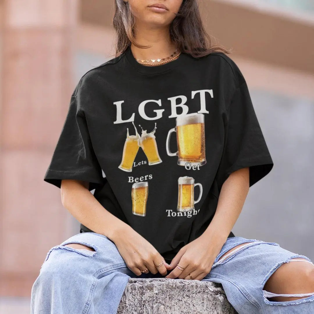 LGBT Let's Get Beers Tonight Funny Beer Graphic T-Shirt