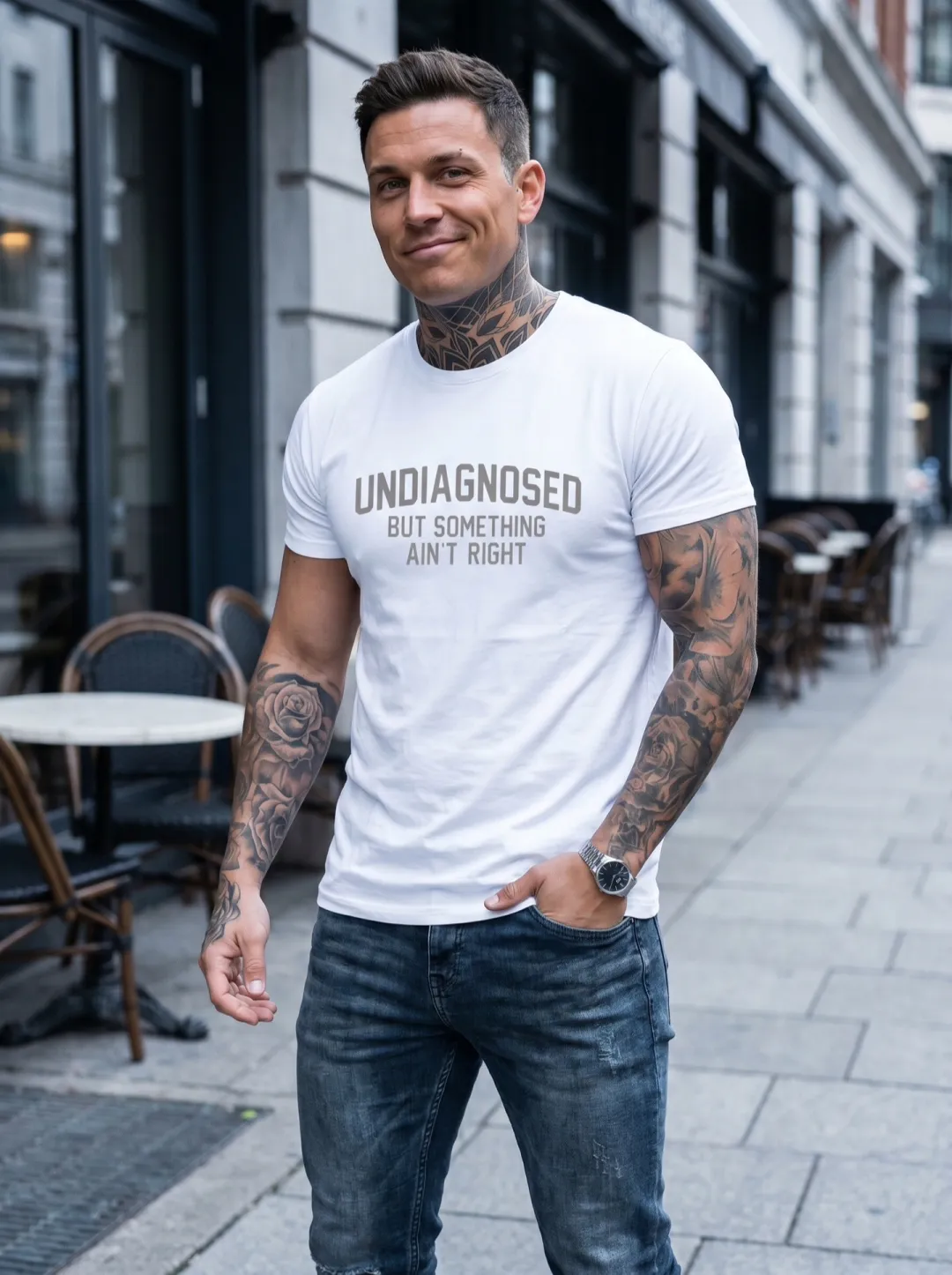 Short Sleeve Print Funny 'Undiagnosed But Something Ain't Right' Humor T-Shirt - Unisex