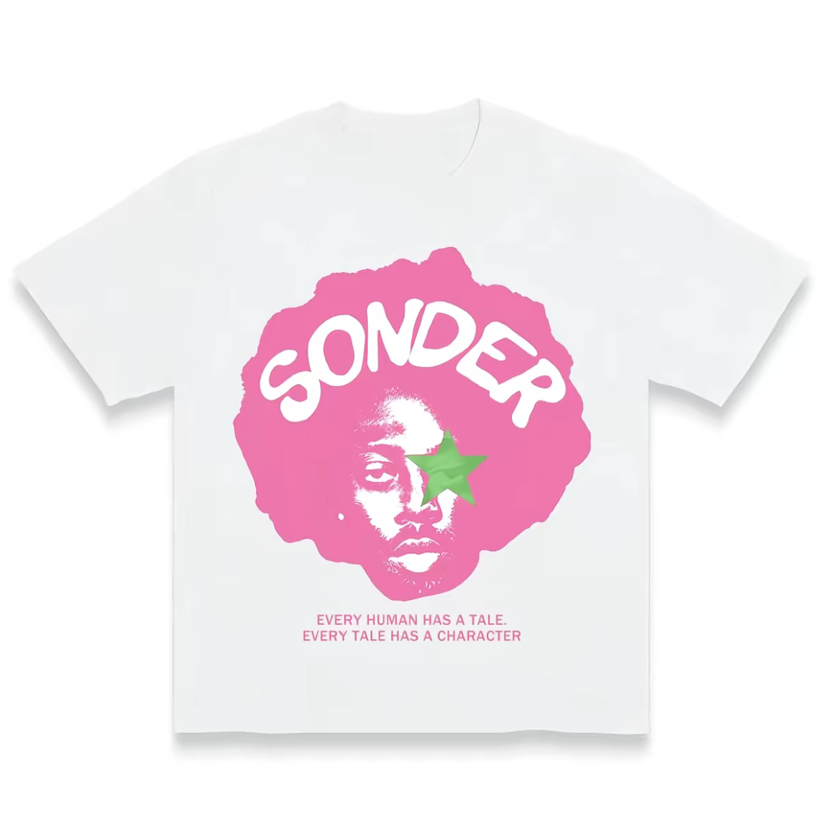 Sonder Pink Afro Green Star Aesthetic Graphic T-Shirt