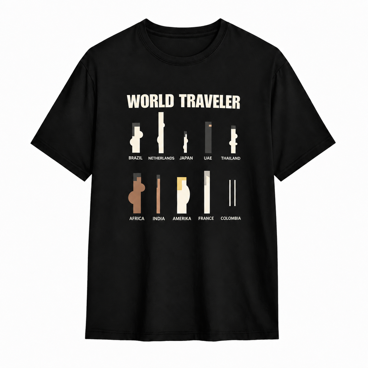 World Traveler Funny Country Meme Graphic T-Shirt
