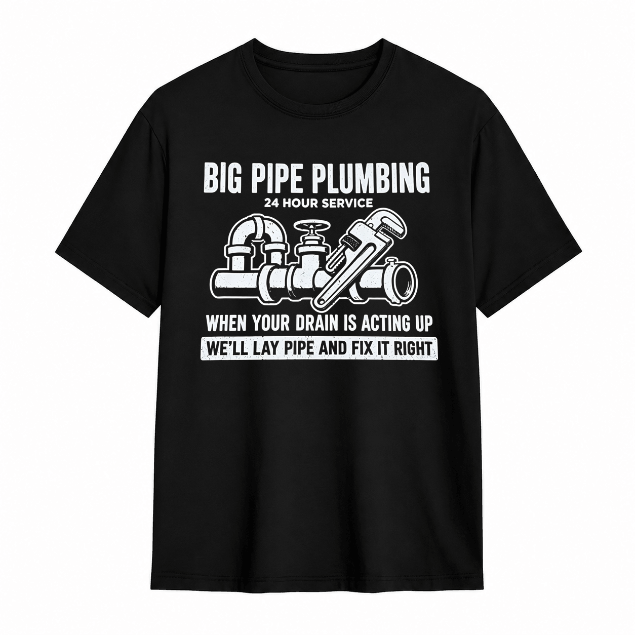 Big Pipe Plumbing Funny Plumber Vintage Graphic Tee	