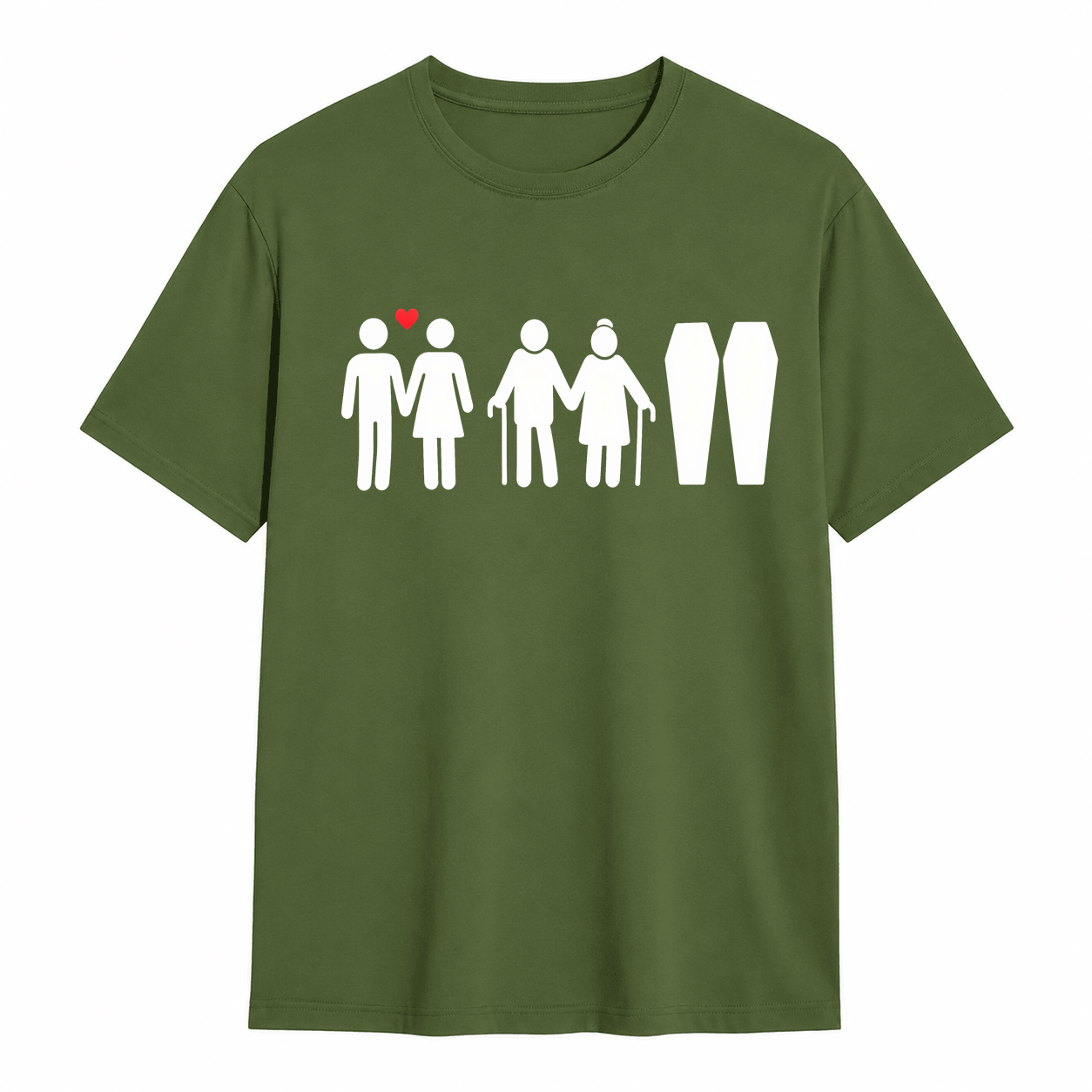  Life Stages Couple Silhouette Dark Humor Coffin Graphic T-Shirt	