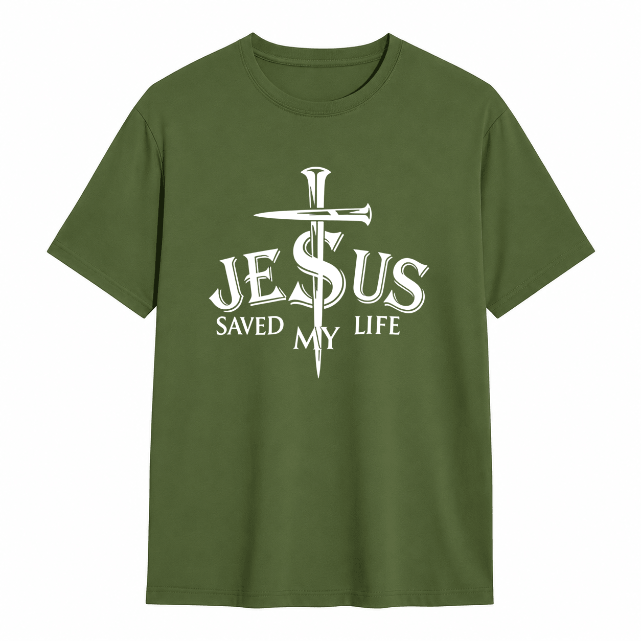 Jesus Saved My Life Nail Cross Christian Faith Graphic T-Shirt Religious Tee