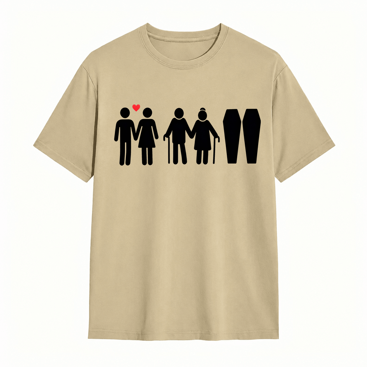  Life Stages Couple Silhouette Dark Humor Coffin Graphic T-Shirt	