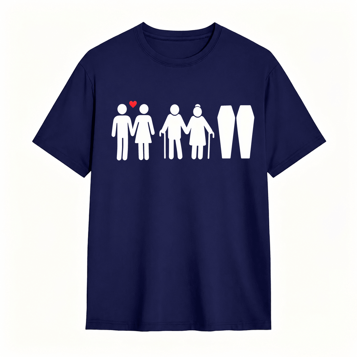  Life Stages Couple Silhouette Dark Humor Coffin Graphic T-Shirt	