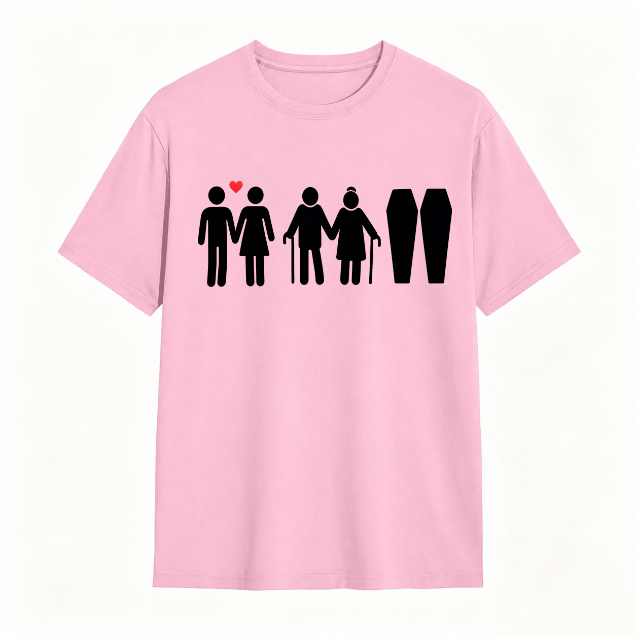  Life Stages Couple Silhouette Dark Humor Coffin Graphic T-Shirt	