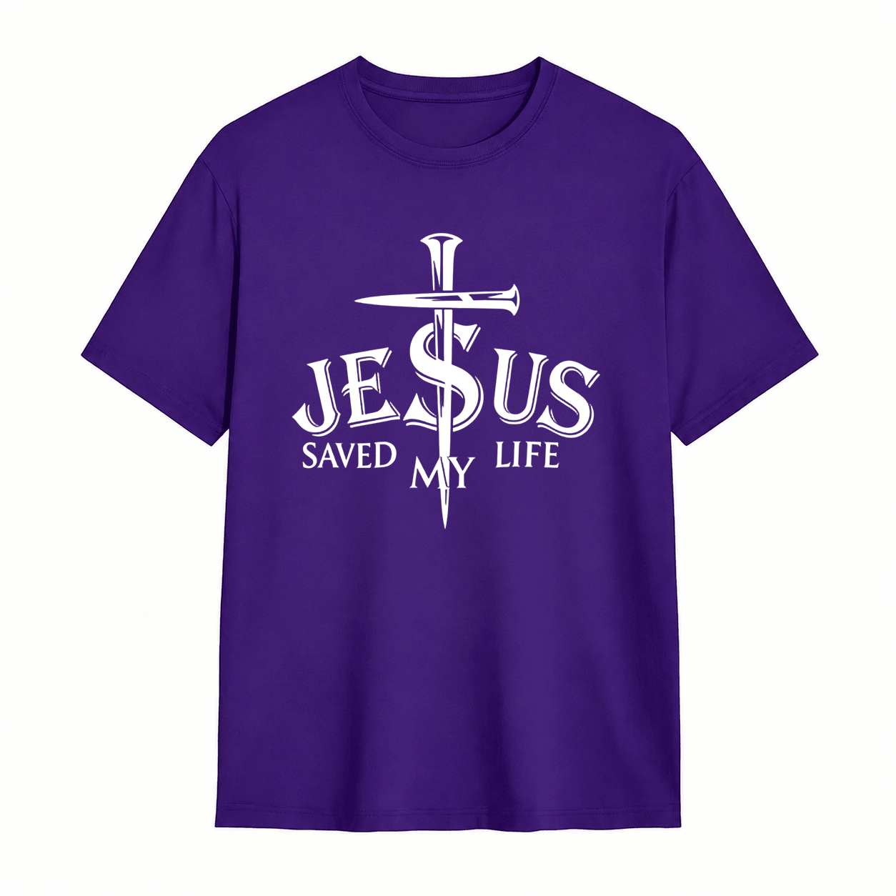 Jesus Saved My Life Nail Cross Christian Faith Graphic T-Shirt Religious Tee
