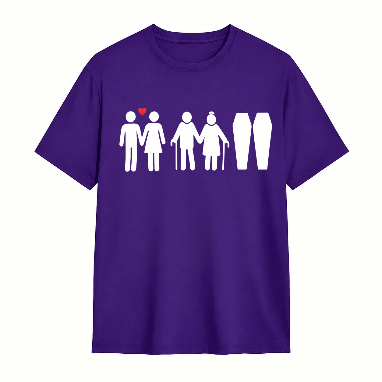  Life Stages Couple Silhouette Dark Humor Coffin Graphic T-Shirt	