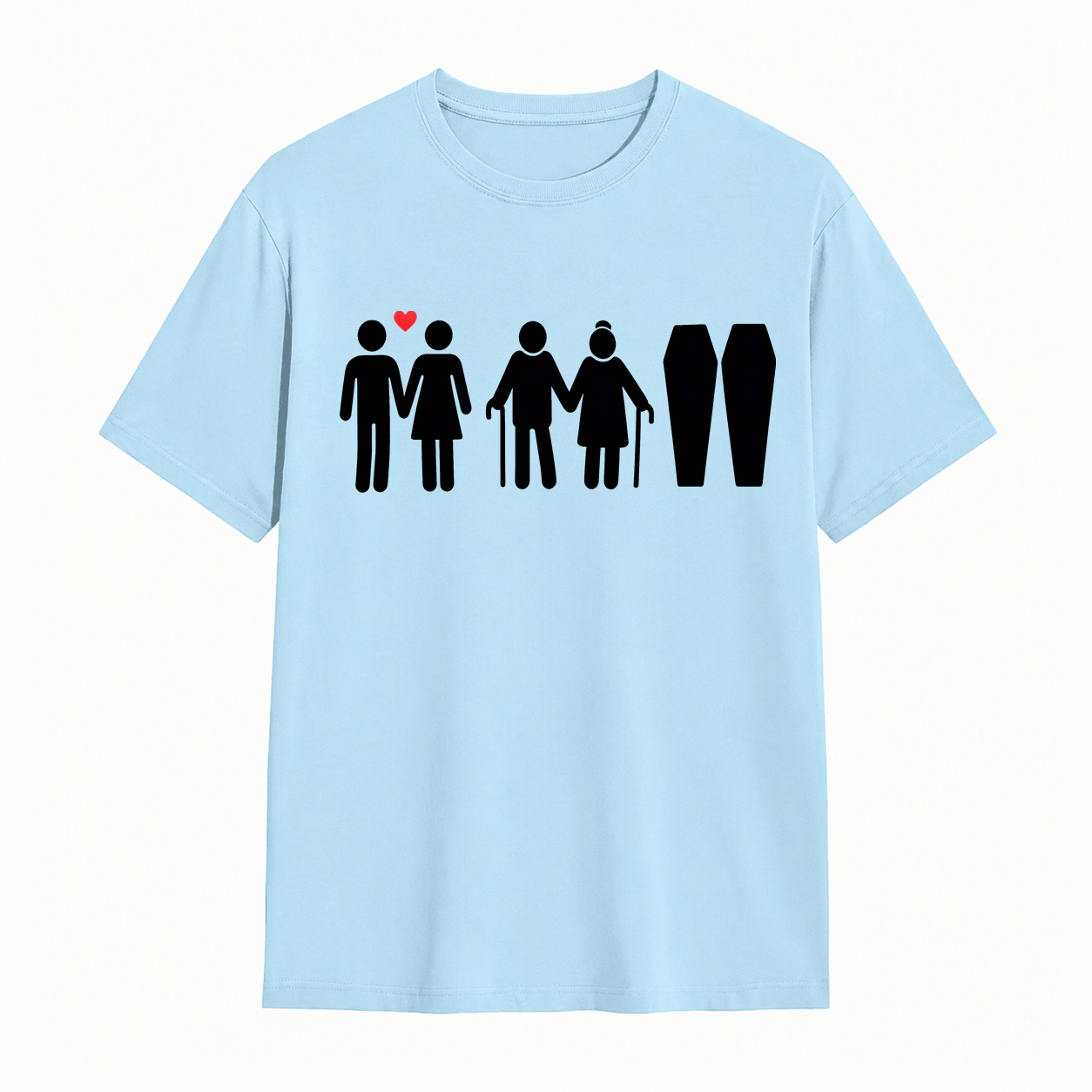 Life Stages Couple Silhouette Dark Humor Coffin Graphic T-Shirt	