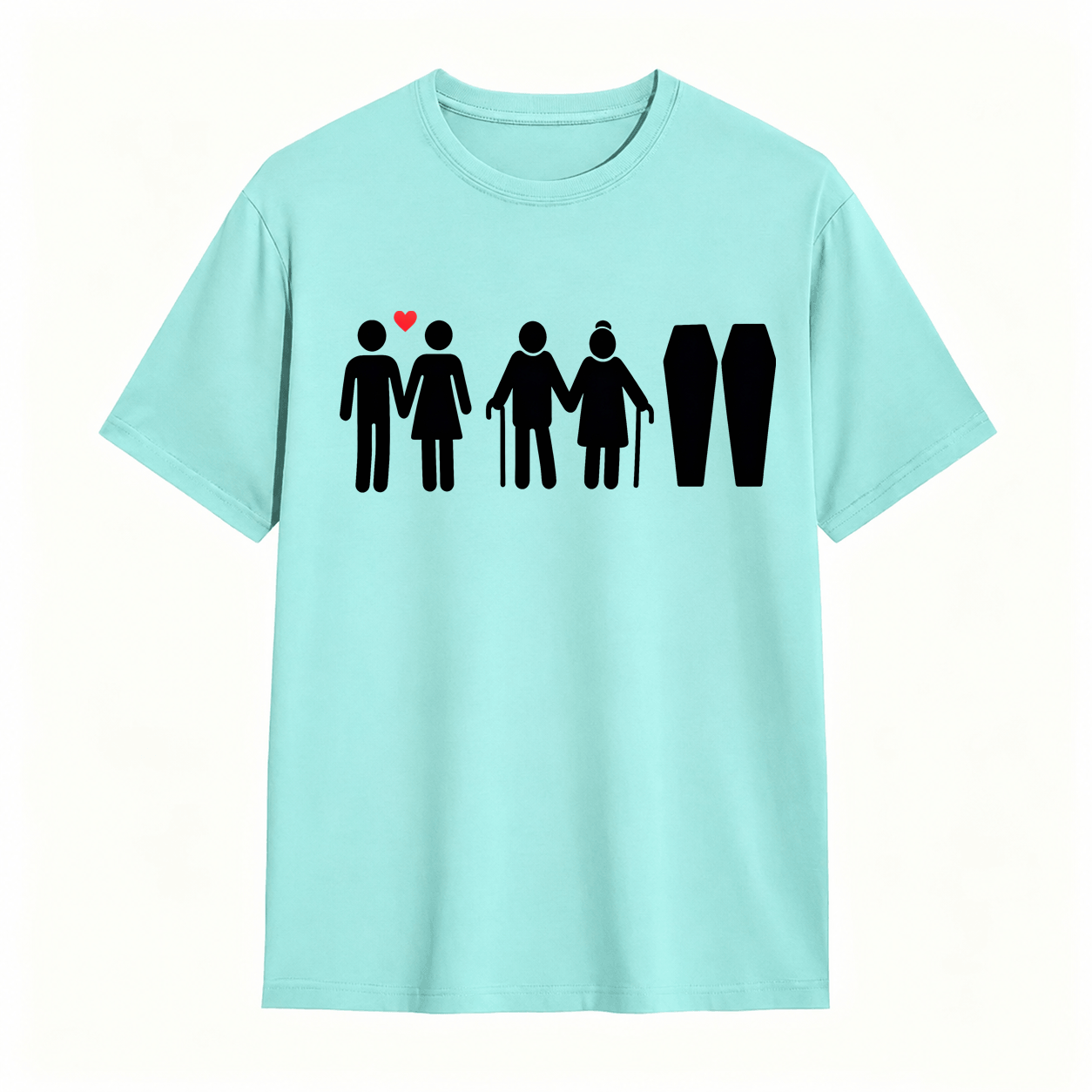  Life Stages Couple Silhouette Dark Humor Coffin Graphic T-Shirt	