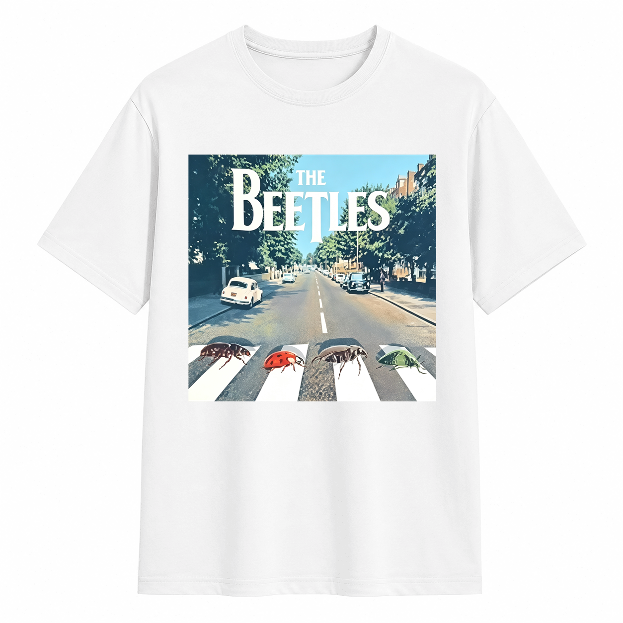 The Beetles Bug Abbey Road Parody Vintage Graphic T-Shirt Insect Meme Tee	