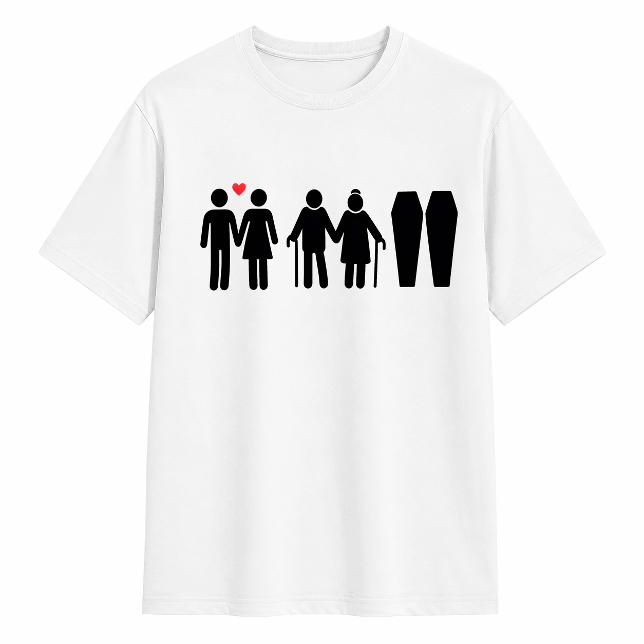  Life Stages Couple Silhouette Dark Humor Coffin Graphic T-Shirt	