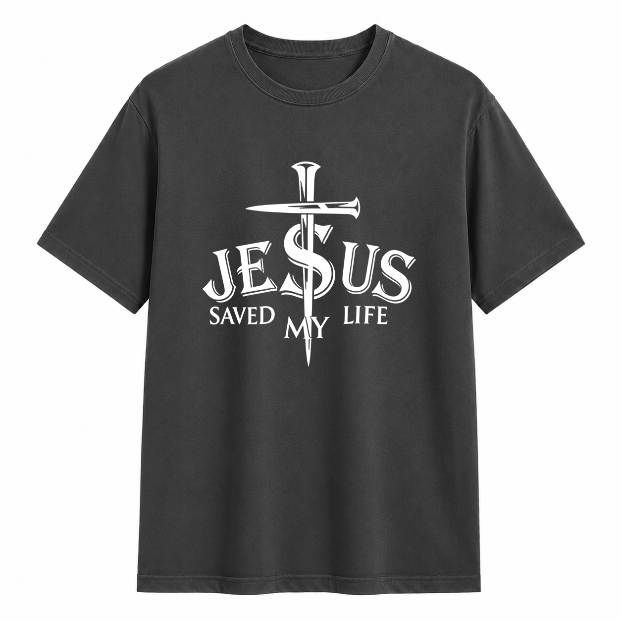 Jesus Saved My Life Nail Cross Christian Faith Graphic T-Shirt Religious Tee