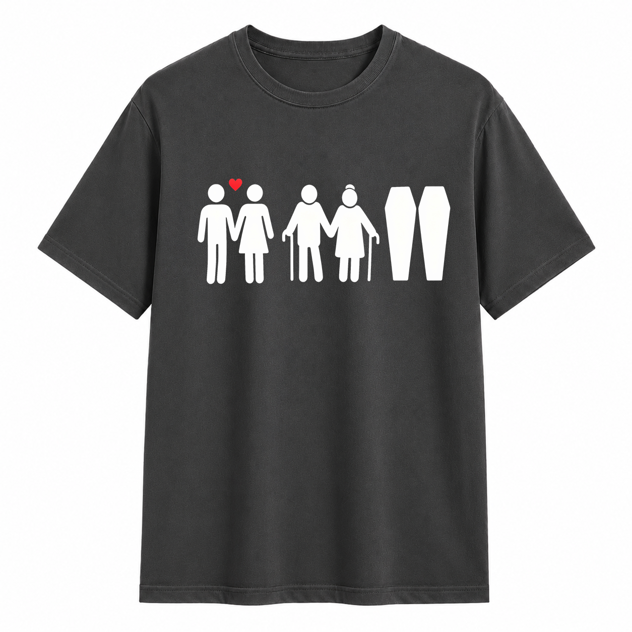  Life Stages Couple Silhouette Dark Humor Coffin Graphic T-Shirt	