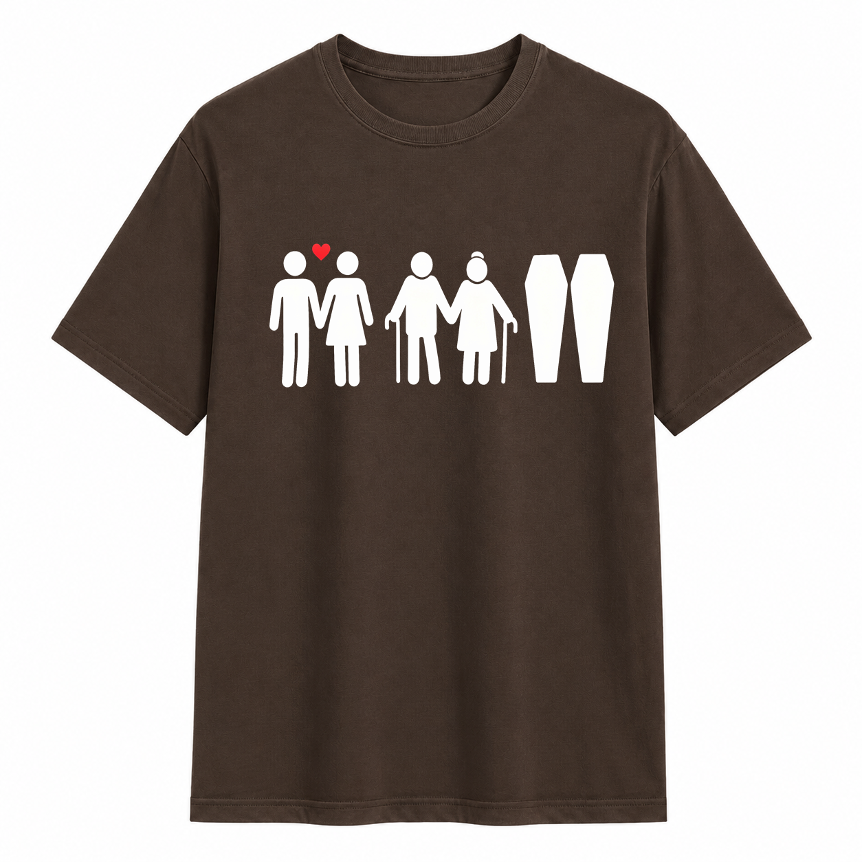  Life Stages Couple Silhouette Dark Humor Coffin Graphic T-Shirt	