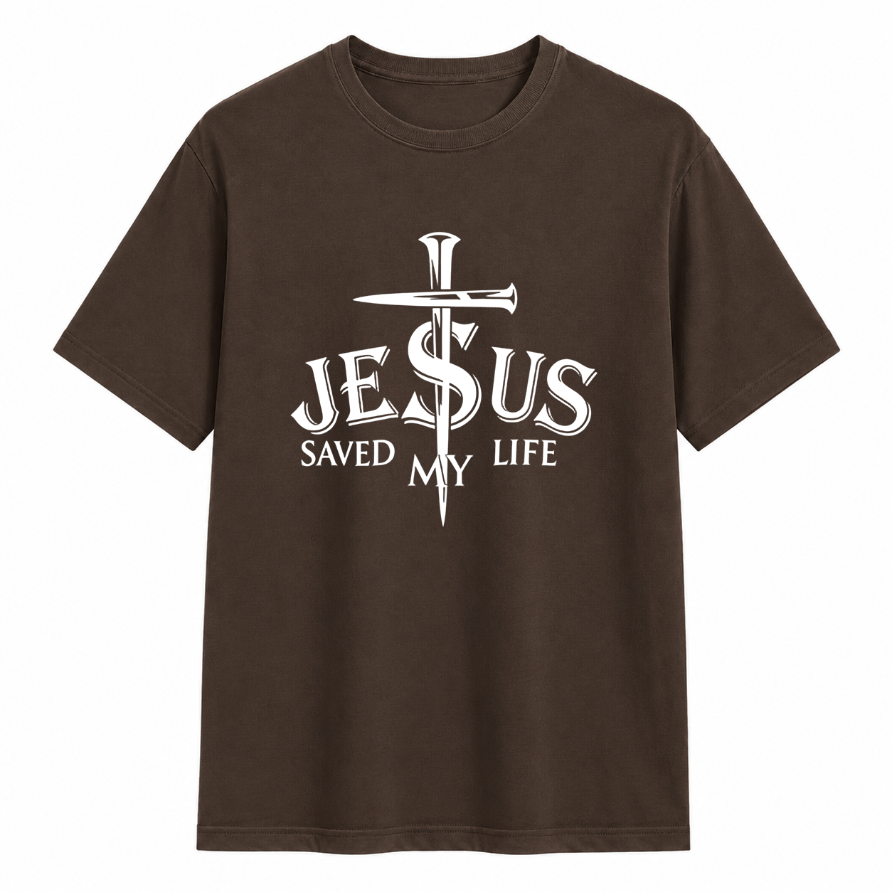 Jesus Saved My Life Nail Cross Christian Faith Graphic T-Shirt Religious Tee