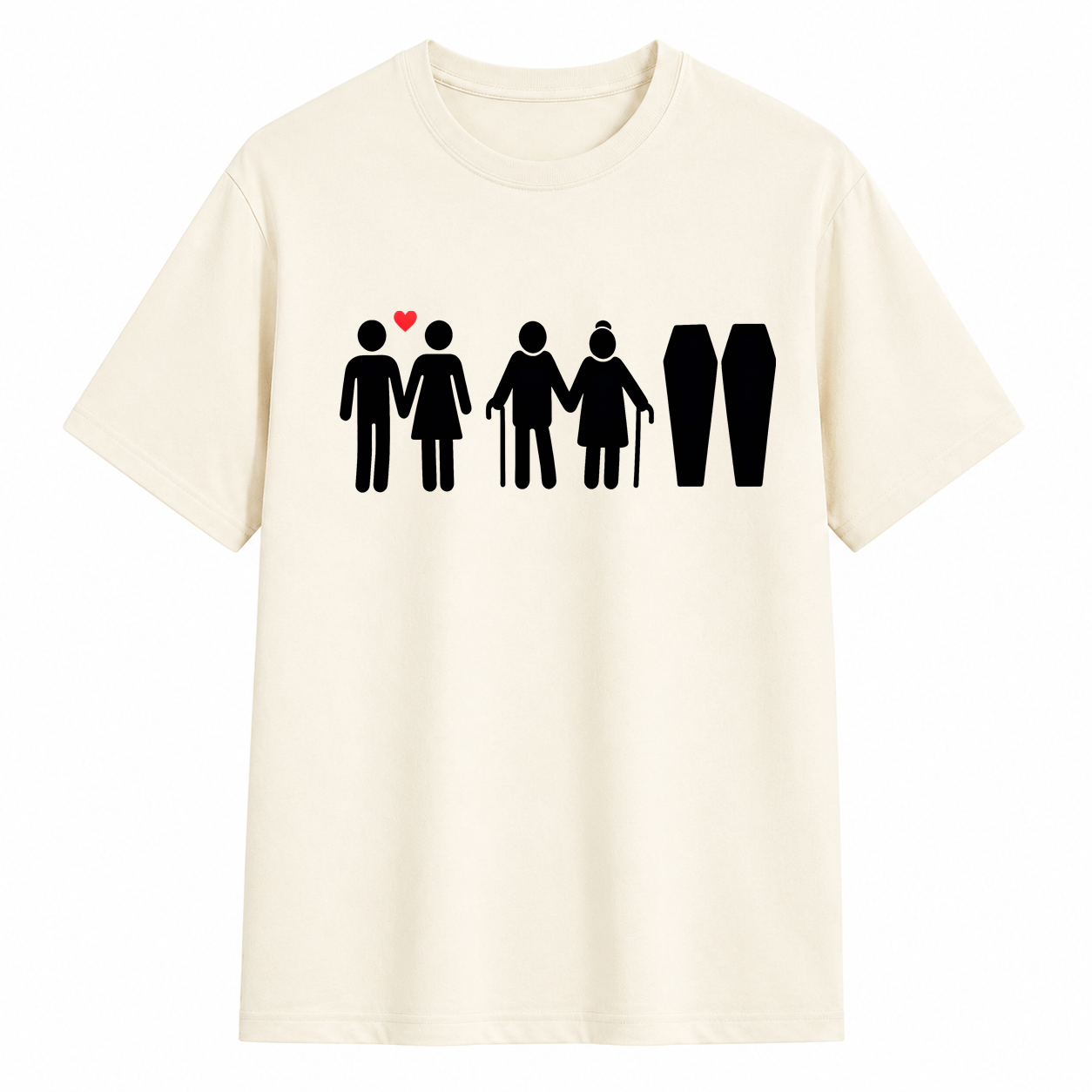  Life Stages Couple Silhouette Dark Humor Coffin Graphic T-Shirt	