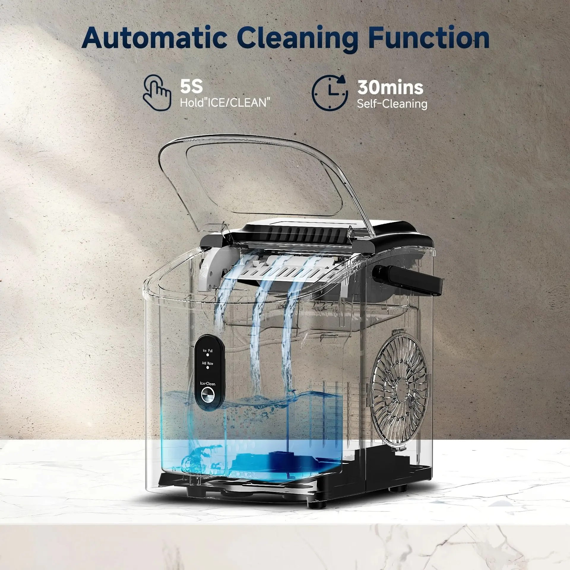 Premium Compact Ice Maker with Fast Cycle & Auto Clean Portable Countertop Ice Machine