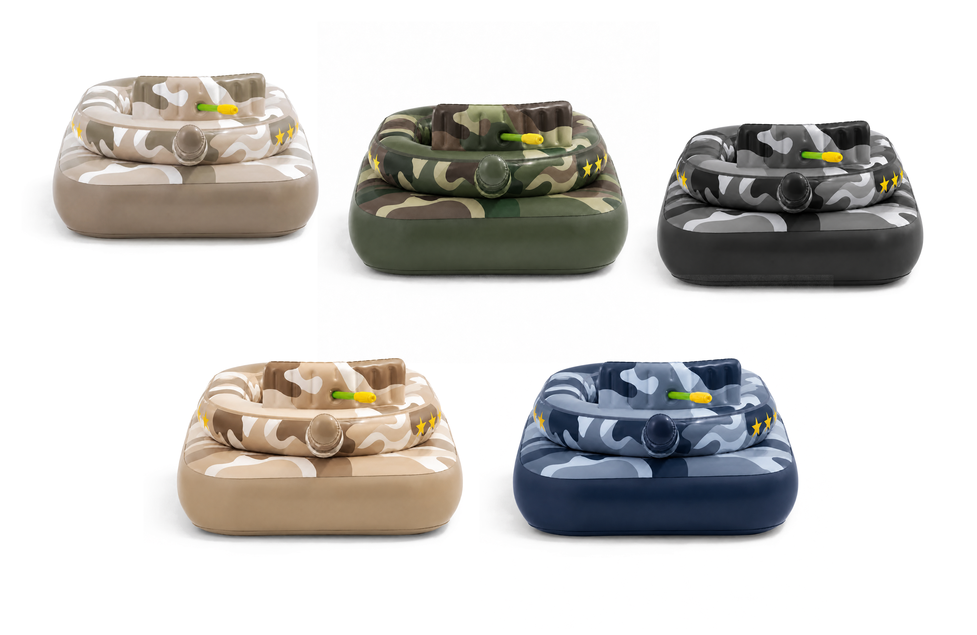 Ride-on inflatable water battle tank with rotating water cannon