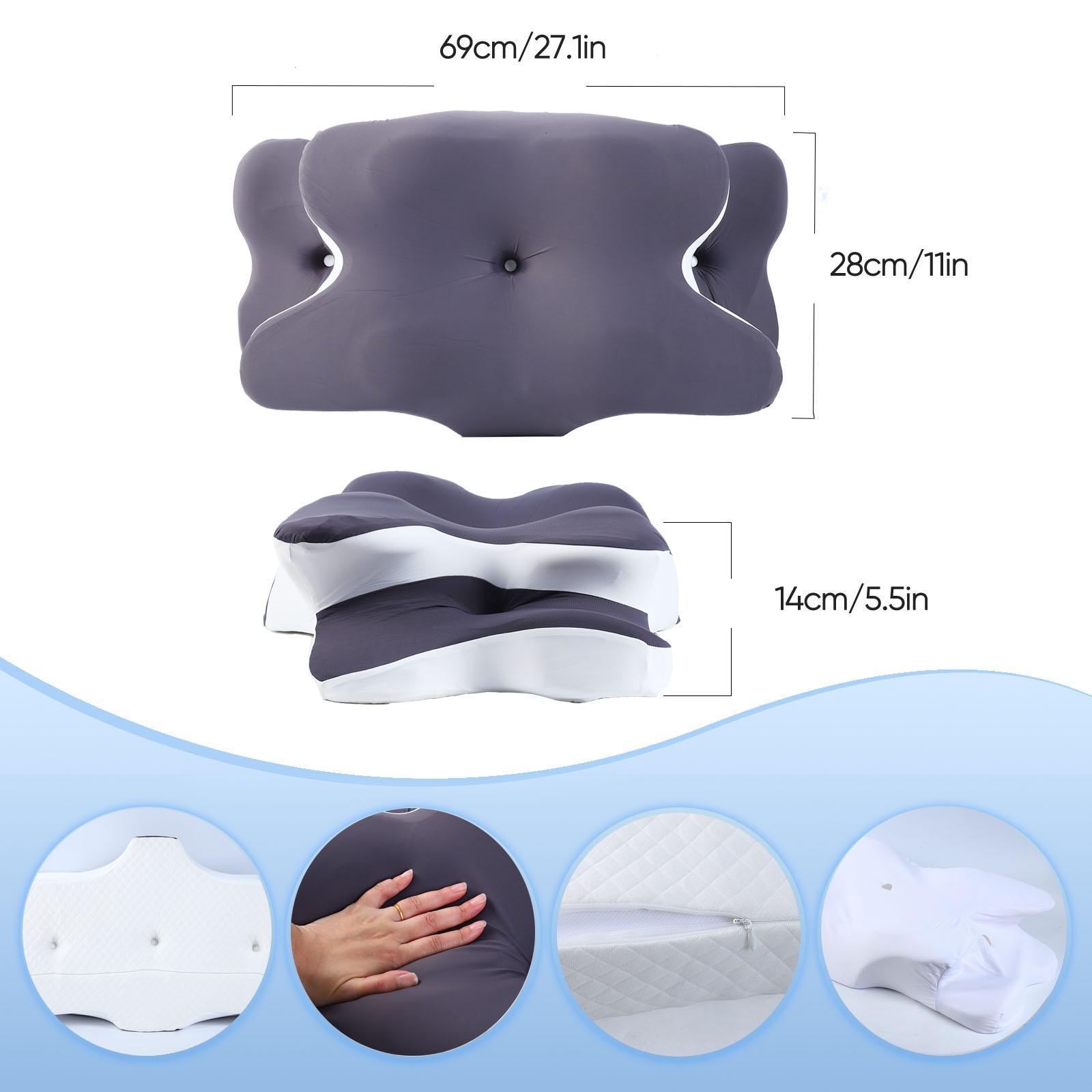Double-Sided Contoured Neck Pillow, Supportive Memory Foam with Cooling Cover, Zoned Design, and Extra-Large Armrest for Side, Stomach, and Back Sleepers #GLOBAL PICKS