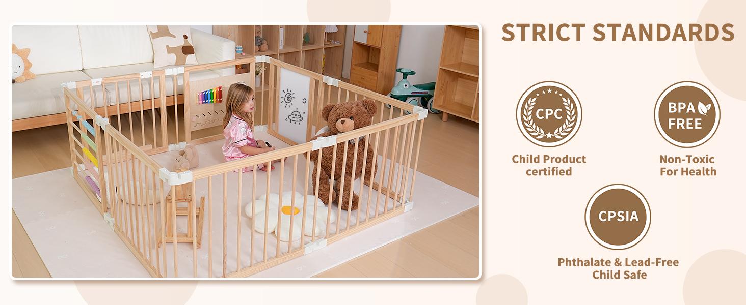 Lilypelle Natural Wooden Baby Playpen with Built-in Toy Panels, Foldable & Shape-Changeable Kids Activity Center, CPC & CPSIA Certified Safety Toddler Gate summerwins,dorm essentials,home decor deskmakeover