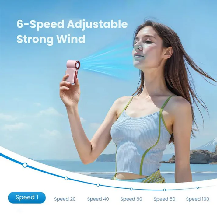 ❄️ Turbo Handheld Fan – 16900 RPM, 6 speeds, LED display