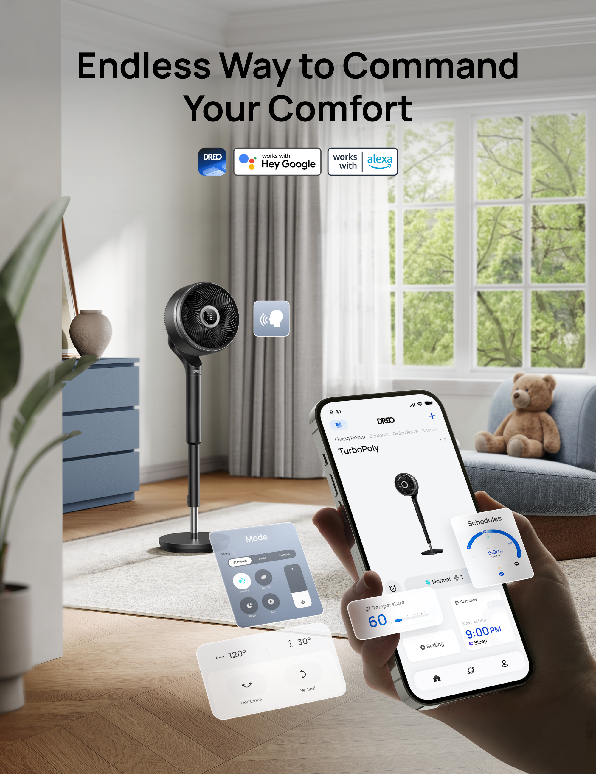 VortexFlow X3 Smart Air Circulator Fan – 2-in-1 Tabletop & Pedestal Design with 3D Oscillation, 12 Speeds & Ultra-Quiet Operation