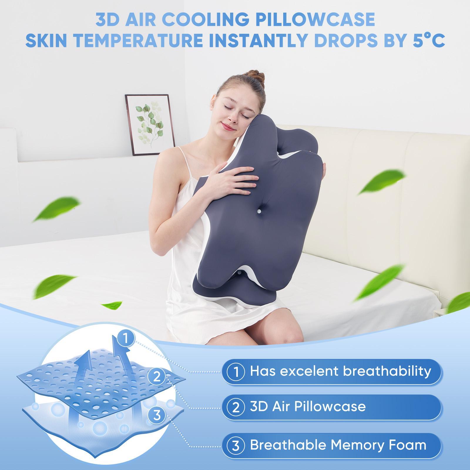 Double-Sided Contoured Neck Pillow, Supportive Memory Foam with Cooling Cover, Zoned Design, and Extra-Large Armrest for Side, Stomach, and Back Sleepers #GLOBAL PICKS