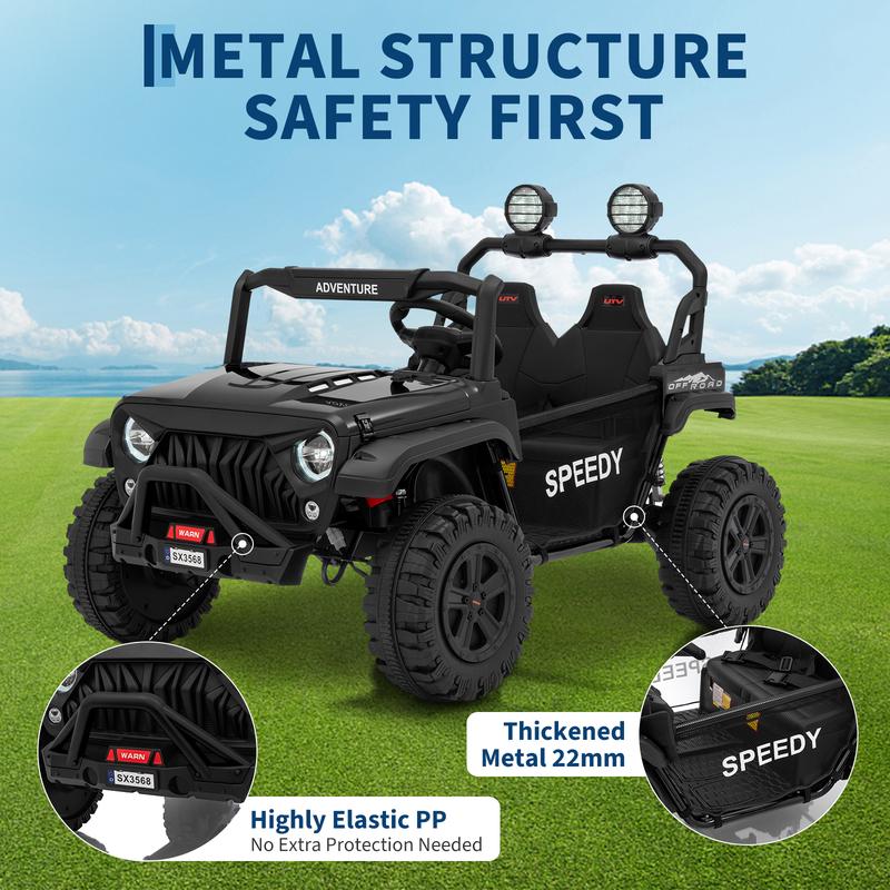 24V Ride On Toys for Big Kids with Remote Control, 4WD Electric Car
