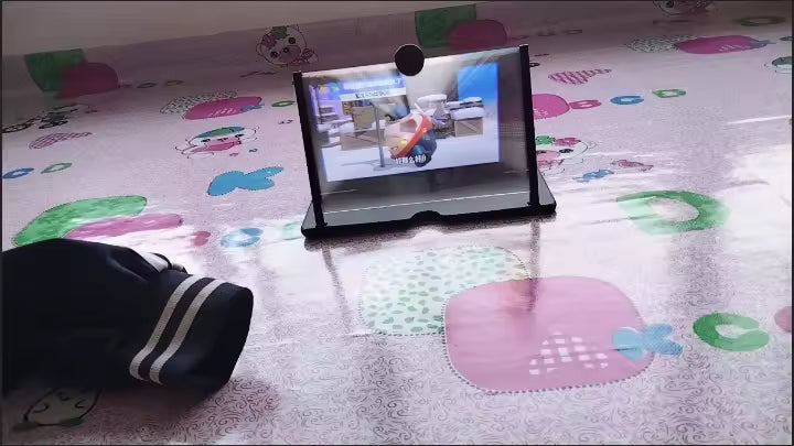 Customer using phone screen magnifier
