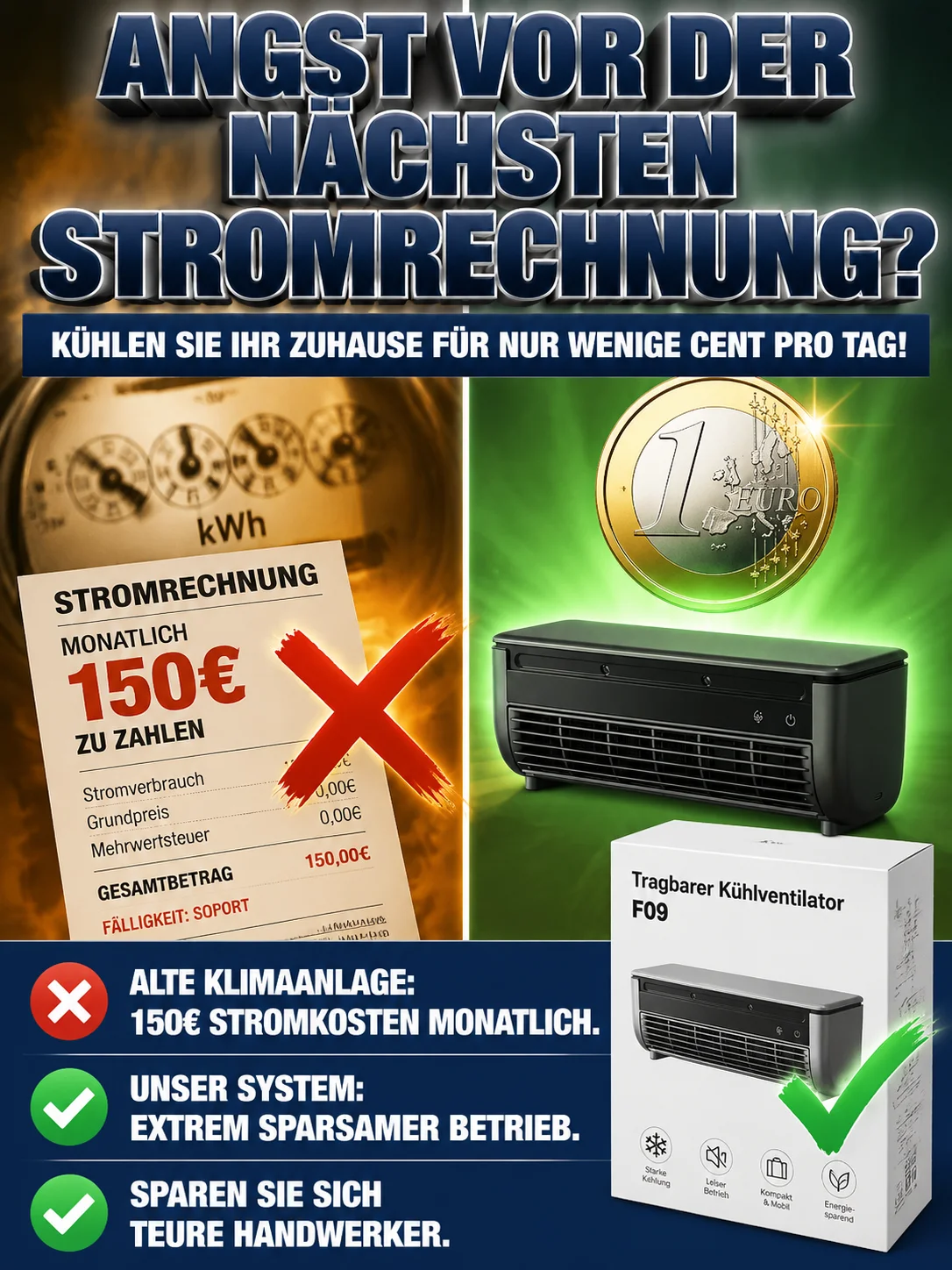 Wandklimaanlage: starker Luftstrom, energiesparend und schnelle Kühlung.