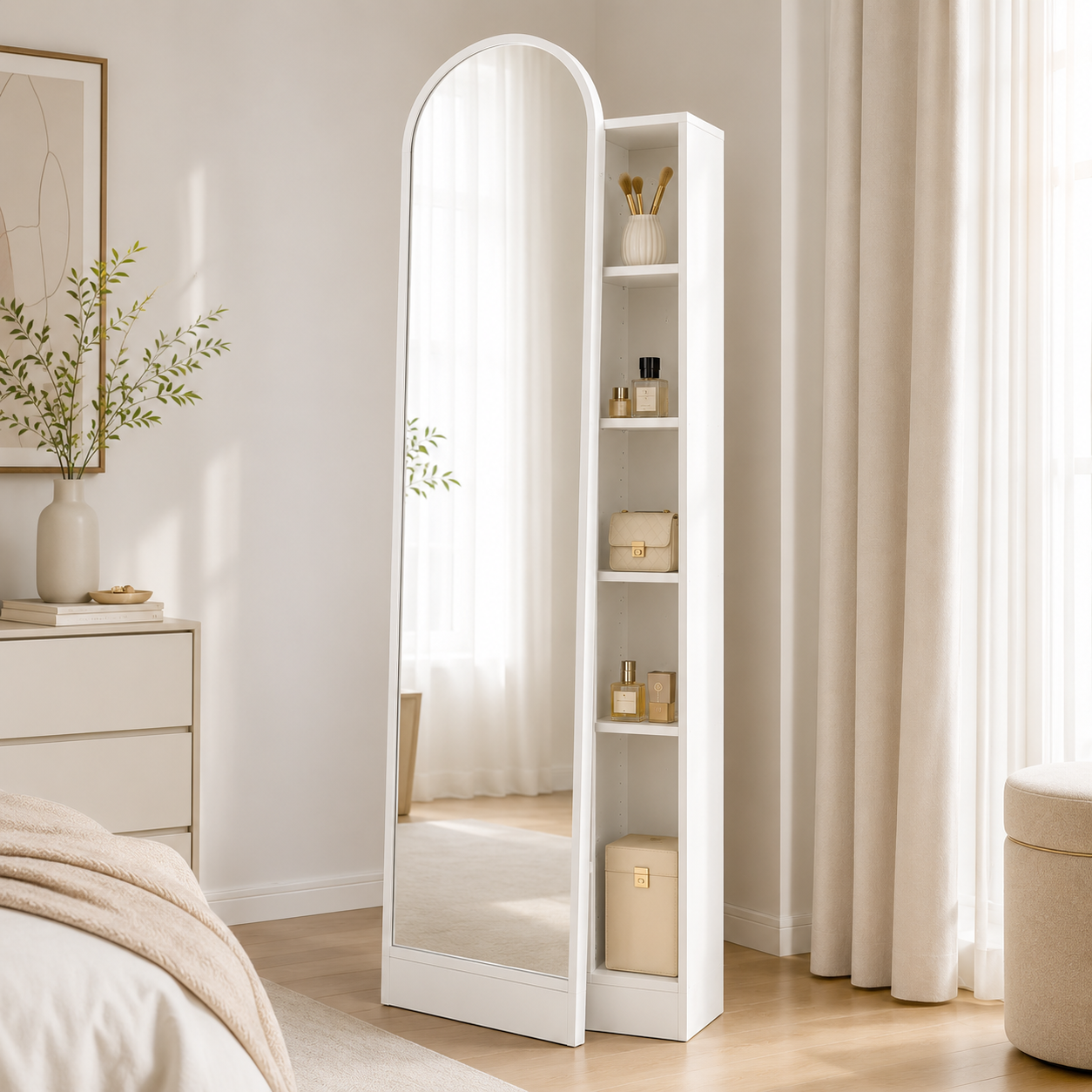 Full-Length Mirror Storage Cabinet
