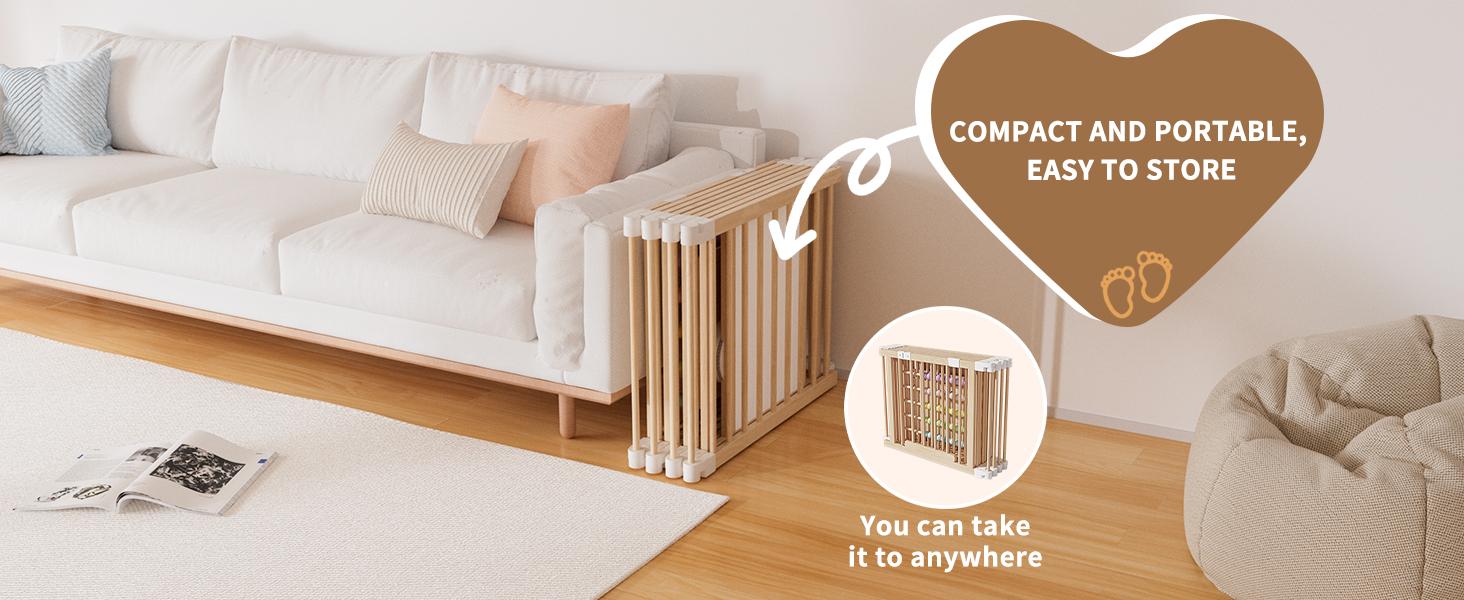 Lilypelle Natural Wooden Baby Playpen with Built-in Toy Panels, Foldable & Shape-Changeable Kids Activity Center, CPC & CPSIA Certified Safety Toddler Gate summerwins,dorm essentials,home decor deskmakeover