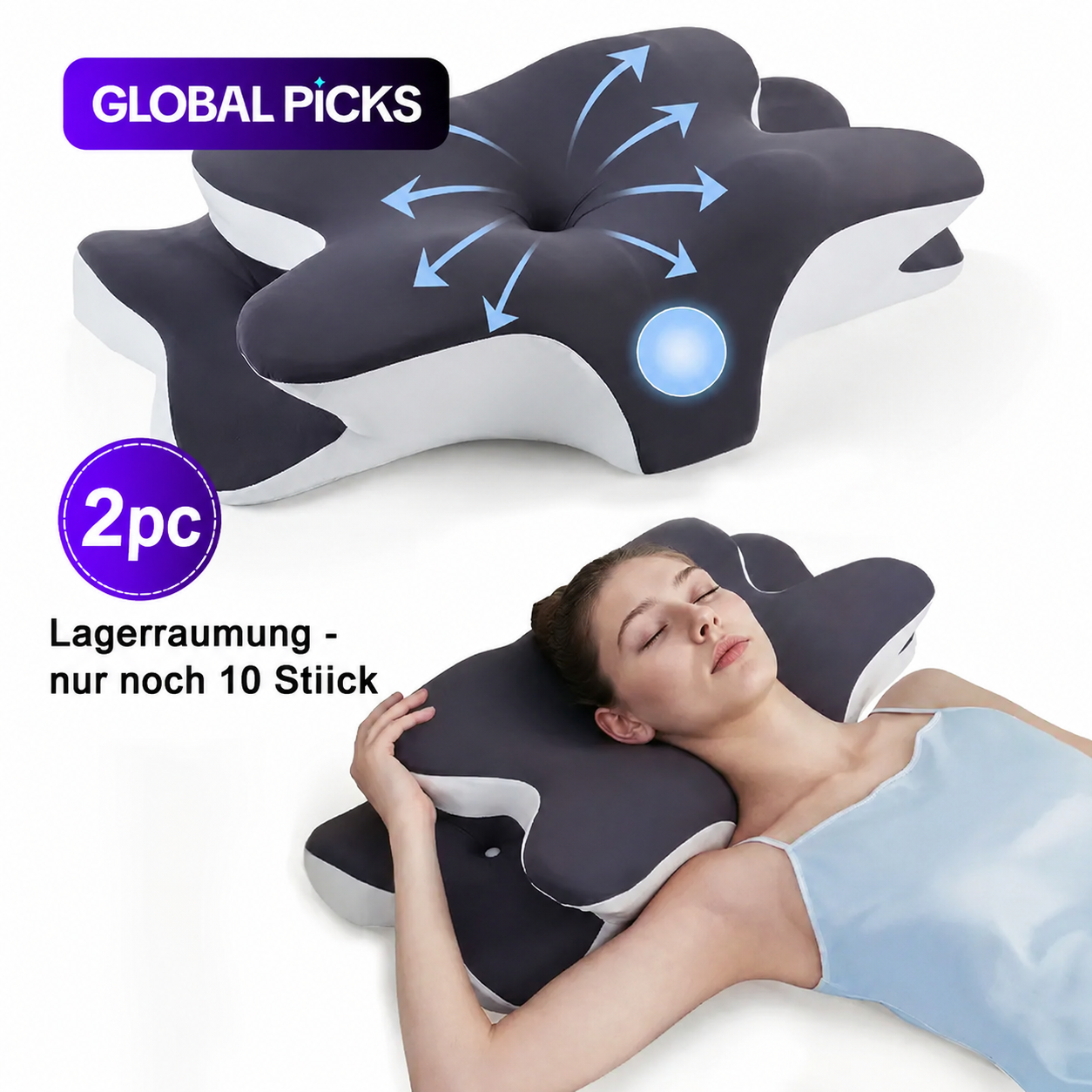 🌟 [Liquidation : Plus que 10 en stock !] 2pc-Doppelseitiges, konturiertes Nackenkissen
