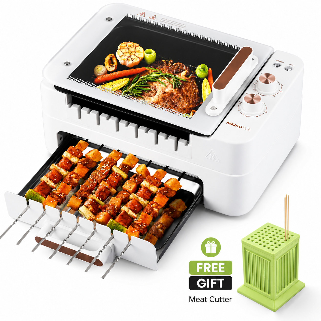 3-IN-1 Skewer Electric Indoor Grill -1000W Electric Grill