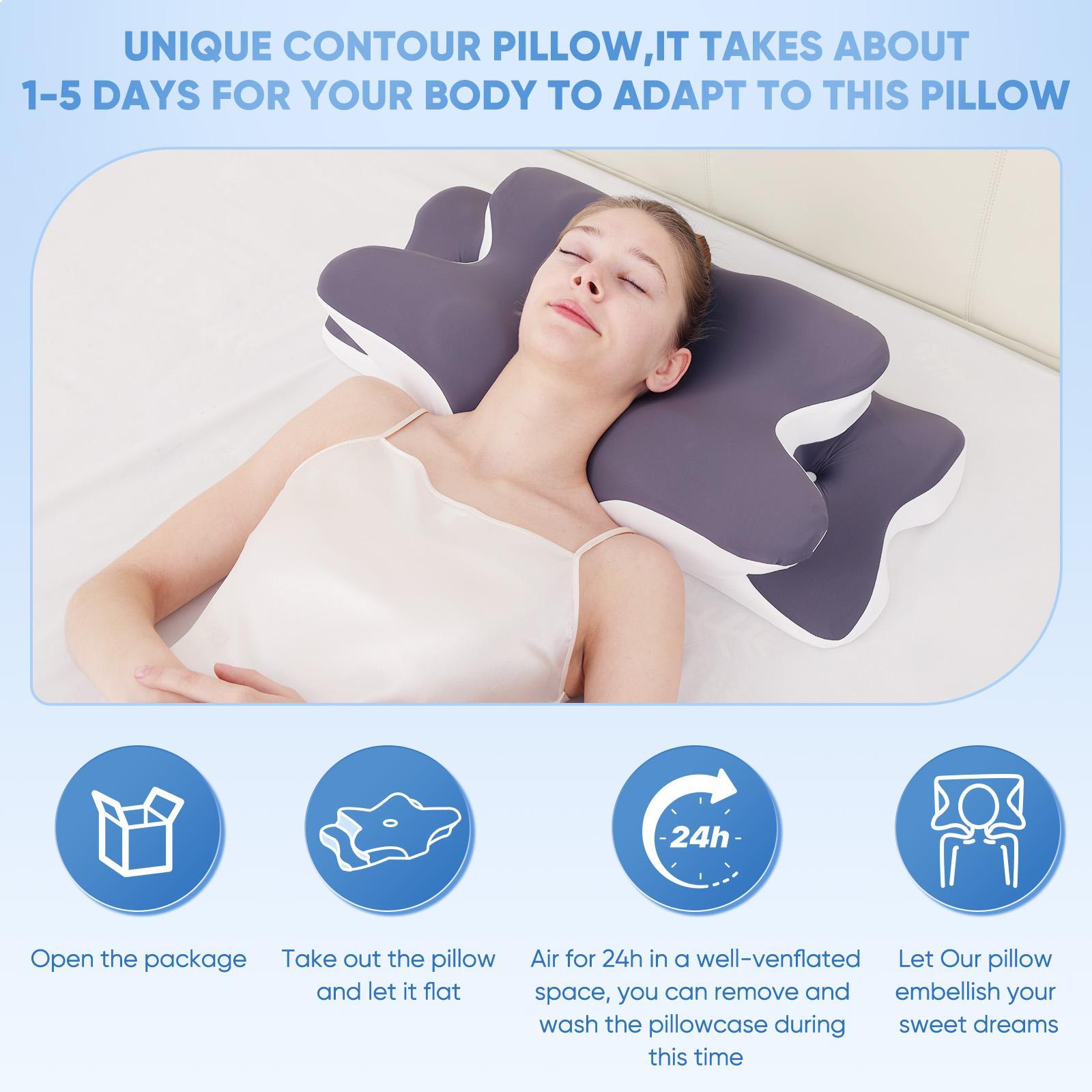 Double-Sided Contoured Neck Pillow, Supportive Memory Foam with Cooling Cover, Zoned Design, and Extra-Large Armrest for Side, Stomach, and Back Sleepers #GLOBAL PICKS