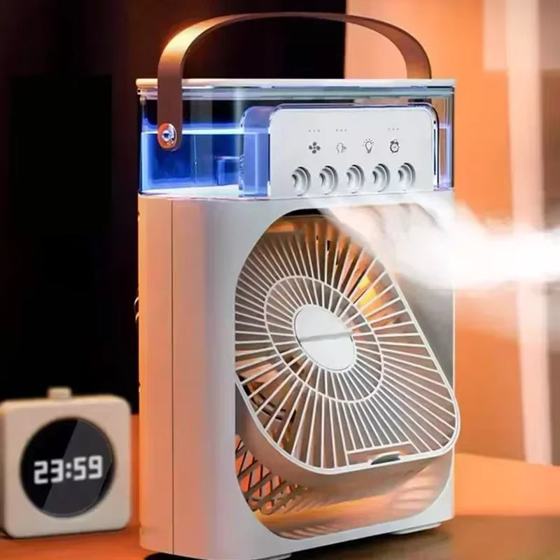 Portable cooling fan with refreshing mist