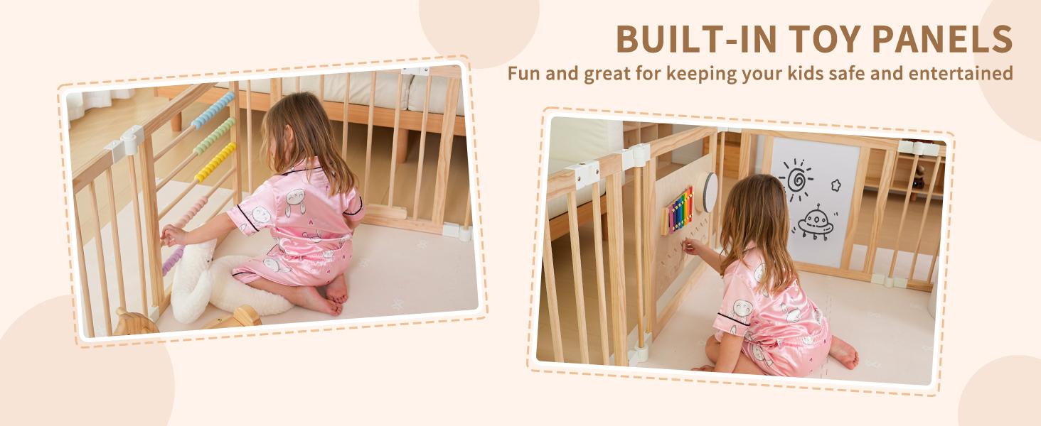 Lilypelle Natural Wooden Baby Playpen with Built-in Toy Panels, Foldable & Shape-Changeable Kids Activity Center, CPC & CPSIA Certified Safety Toddler Gate summerwins,dorm essentials,home decor deskmakeover
