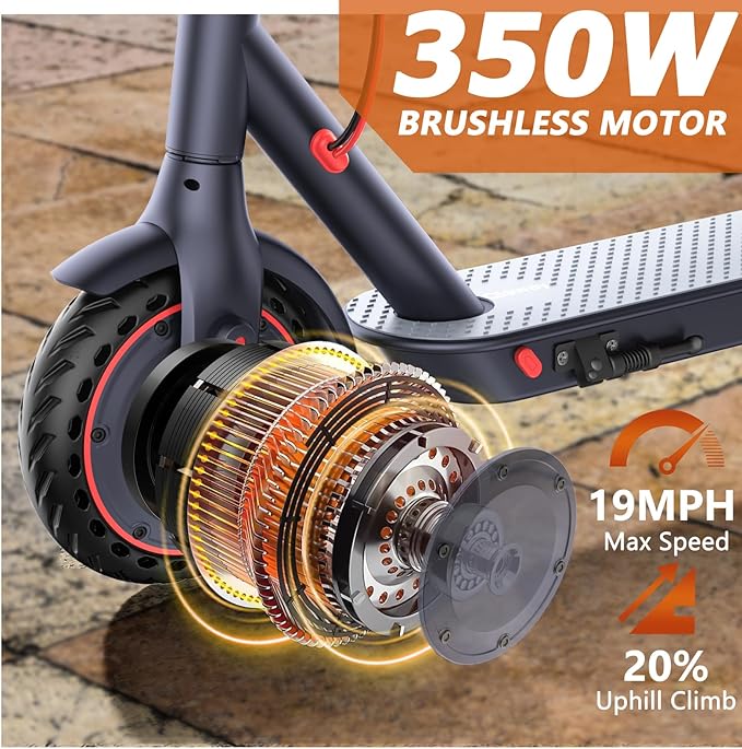 Verbesserter Elektroroller &ndash; 350-W-Motor, H&ouml;chstgeschwindigkeit 30 km/h, Reichweite 27&ndash;32 km, 8,5-Zoll-Vollgummireifen mit Wabenprofil, Doppelbremssystem, App-Steuerung und Sperrfunktion, geeignet f&uuml;r Jugendliche